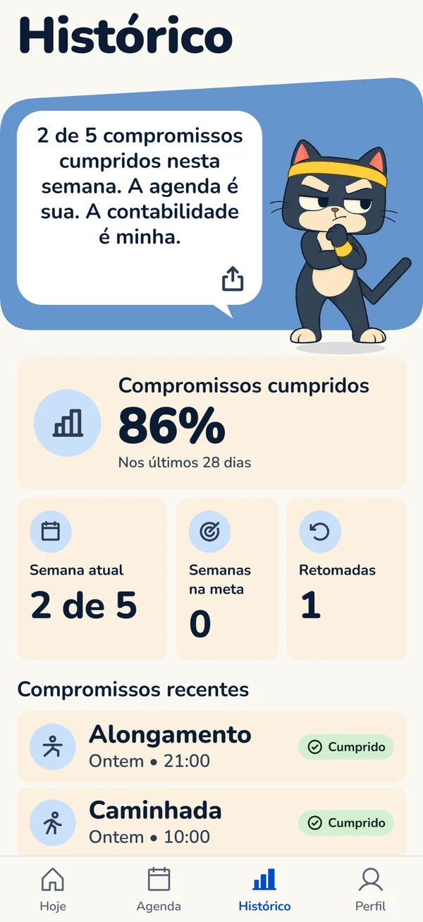 Captura oficial do Histórico